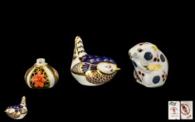 Royal Crown Derby Handpainted Trio of Paperweights (3), comprises 1.