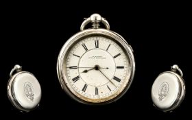 J Hilton - Bury - 19th Century Heavy & Large Open Faced Silver Chronograph Keywind Pocket Watch.