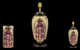 Moorcroft Modern Design Tubelined Lamp Base of Tall Tapered Form 'Foxglove' Pattern,