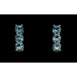 Swiss Blue Topaz Sterling Silver Vintage Earrings.