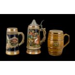 Collection of Two Musical Austrian Tankards comprising large musical tankard measures 9.