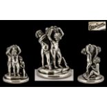 Ottaviani Signed Sterling Silver Historical Figure Group,