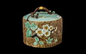 Minton or Wedgwood Majolica Stilton Cheese Cover of large size, decorated with raised fruiting