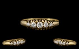 Edwardian Period Attractive 18ct Gold Gypsy Set Five Stone Diamond Ring,