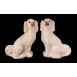 Pair of Staffordshire Dogs in white, 14" tall. Please see images.