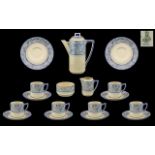 Royal Doulton Art Deco Period Fifteen Piece Coffee Service, 'Envoy' pattern no.