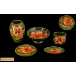 Moorcroft Pottery Five Contemporary 'Hibiscus' Pattern Items,