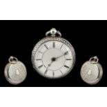 Victorian Period Gents Small or Ladies Sterling Silver Decorative Cased Keywind Fob Watch with