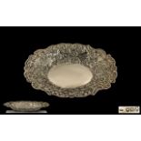 Late Victorian Period Ornate Sterling Silver Dish with excellent embossed decoration to sides and