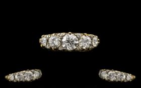 Antique Period Stunning 18ct Gold 5 Stone Diamond Set Ring Gallery setting the five round semi