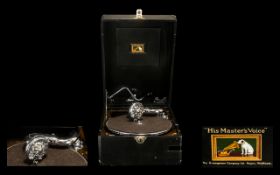 His Master's Voice Top Quality 1930s Classic Model 101 Portable Gramophone in excellent condition,