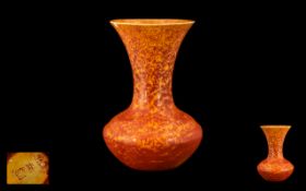 Royal Lancastrian 1930's Orange Mottled Vase of waisted form. Shape 2776.