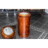 Reproduction Mahogany Pot Cupboard with round marble top; 40 inches high x 14 in diameter.