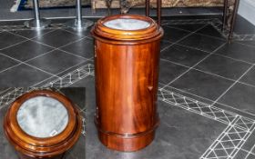 Reproduction Mahogany Pot Cupboard with round marble top; 40 inches high x 14 in diameter.