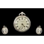 E and A Eustance Warrington Sterling Silver Keywind Fusee Open Faced Pocket Watch, serial no.