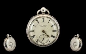 E and A Eustance Warrington Sterling Silver Keywind Fusee Open Faced Pocket Watch, serial no.