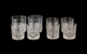 Waterford Crystal Set Of Six Cut Whiskey Tumblers, Etched Mark To Base. Height 3 Inches.