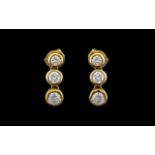 18ct Gold Ladies Pair of Fine Diamond Set Drop Earrings of Pleasing & Attractive Design. Marked