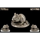 Good Quality Signed Sterling Silver Figure of a Field Mouse - Eating, marked 925 silver,