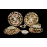 Eight Pieces of Royal Crown Derby 'Strawberry with Cigar Pattern Border' comprising three side