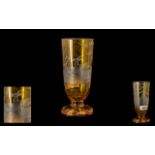 Fine Quality Bavarian Antique Amber Flashed Glass Goblet, finely engraved with two running stags