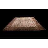 Large Indian Carpet in the Style of Mahal, with floral designs on an ivory ground; 13 feet x 9 (