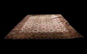 Large Indian Carpet in the Style of Mahal, with floral designs on an ivory ground; 13 feet x 9 (