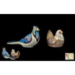 Royal Crown Derby Hand Painted Paperweights, two comprising 1/ 'Chicken' Nesting bird,