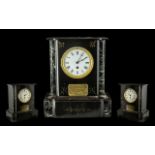 French 19thC Black Marble Good Quality 8 Day Striking Mantle Clock of good quality and in working