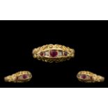 Edwardian Period Attractive Ruby and Diamond Set Ring with excellent ornate setting and colour;
