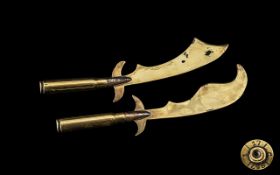 Pair of 1914/18 Trench Art Bulitt Letter Openers in the shape of a sword. 8" in length.