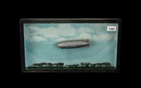 Scratch Built Model in Glazed Wall Case of German Airship Hindenburg;