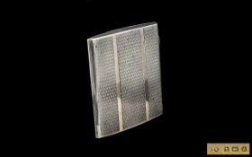 Art Deco Period Square Shaped Sterling Silver Cigarette Case with bright cut decoration overlaid