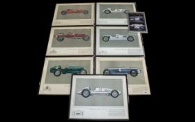 Motoring Interest - Collection of framed vintage car pictures, comprising: Delage 1.