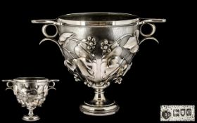 Barnard Brothers Superb Quality Large & Impressive Twin Handled Silver Kalyx Cup. The bowl with high