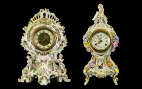 20thC Dresden Mantel Clock of Traditional Rococo Shape,