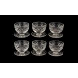 Waterford Crystal Set Of Six Cut Glass Sundae Dishes/Bowls, Etched Mark To Base.