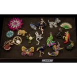 Lovely Collection of Beautiful Colourful Brooches, Various Sizes and Subjects. Good Collection and