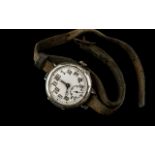 Officers 1914/18 Silver Trench Watch with original leather strap,