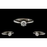 Contemporary 18ct White Gold High Quality Single Stone Diamond Set Dress Ring,