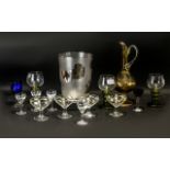 A Mixed Lot of Glass Ware comprising of an amber coloured glass decanter, three Hoch glasses,