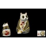 Royal Crown Derby Hand Painted Paperweight 'Panda', gold stopper, available 1994 onwards,