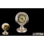 Art Deco Period Excellent Quality Sterling Silver Desk Clock of pleasing form and design, Hallmark