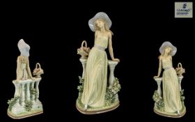 Lladro Hand Painted Tall Porcelain Figure ' Time For Reflection', model no.