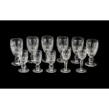 Waterford Crystal Set Of Six Cut Glass Sherry Glasses, Etched Mark To Base. Height 4.3 Inches.