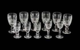 Waterford Crystal Set Of Six Cut Glass Sherry Glasses, Etched Mark To Base. Height 4.3 Inches.