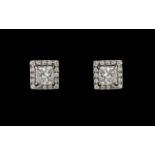 18ct White Gold Superb Quality and Attractive Pair of Diamond Earrings of Contemporary Design,