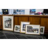 Collection of Eight Framed and Glazed Coloured Prints comprising three after Birket Foster,