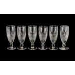 Waterford Crystal Set Of Six Cut Glass Wine Glasses, Etched Mark To Base.