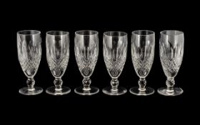 Waterford Crystal Set Of Six Cut Glass Wine Glasses, Etched Mark To Base.